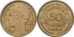 World Coins - France, 50 Centimes, Morlon, 1941, Paris, Aluminum-Bronze,