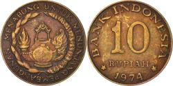 World Coins - Coin, Indonesia, 10 Rupiah, 1974, , Brass Clad Steel, KM:38