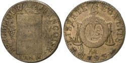 World Coins - France, Sol à la balance Françoise, 1793 / AN II, Metz, Copper,