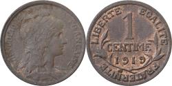 World Coins - France, 1 Centime, Daniel-Dupuis, 1919, Paris, Bronze,