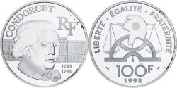 World Coins - France, 100 Francs, Condorcet, 1998, MDP, Proof, Silver, , KM:1201
