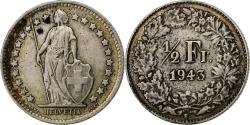 World Coins - Switzerland, 1/2 Franc, 1943, Bern, Silver, , KM:23