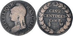 World Coins - France, Dupré, 5 Centimes, AN 5, Orléans, , Copper, Gadoury:126