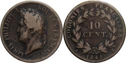 World Coins - FRENCH COLONIES, Louis - Philippe, 10 Cents, 1841, Paris, Bronze,