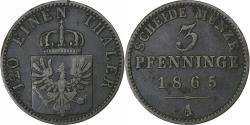 World Coins - Kingdom of Prussia, Wilhelm I, 3 Pfennig, 1865, Berlin, Copper,