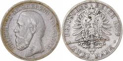 World Coins - Grand Duchy of Baden, Friedrich I, 2 Mark, 1877, Karlsruhe, Silver,