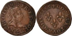 World Coins - Coin, France, Henri III, Double Tournois, 1586, Poitiers, , Copper