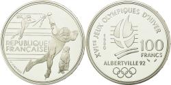 World Coins - Coin, France, Speed skaters, 100 Francs, 1990, BE, , Silver, KM:980