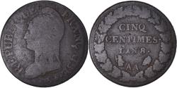 World Coins - Coin, France, Dupré, 5 Centimes, AN 8, Metz, , Bronze, KM:640.2