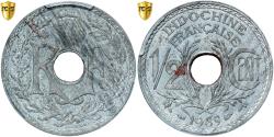 World Coins - French Indochina, 1/2 Cent, 1939, Paris, Piéfort, Zinc, PCGS,