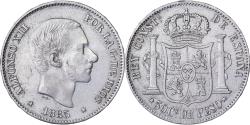 World Coins - Philippines, Alfonso XII, 50 Centimos, 1885, Manila, Silver,