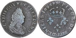 World Coins - France, Louis XIV, Quatre deniers de Strasbourg, 1696, Strasbourg, Copper