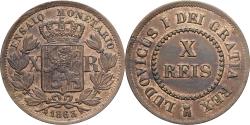 World Coins - Portugal, 10 Reis, 1863, Brussels, Pattern, Copper, , KM:Pn133