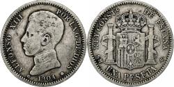 World Coins - Spain, Alfonso XIII, Peseta, 1904, Valencia, Silver, , KM:721