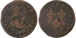 World Coins - France, Louis XIII, Double Tournois, 1640, La Rochelle, Copper,