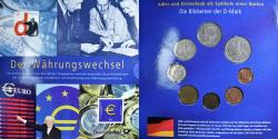 World Coins - Germany, Euro-Set, Deutsche Post - Der Währungswechsel DM + Euro, 2002