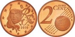 World Coins - France, 2 Euro Cent, 2010, Paris, Proof / BE, , Copper Plated Steel