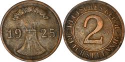 World Coins - Coin, GERMANY, WEIMAR REPUBLIC, 2 Reichspfennig, 1925, Muldenhütten,