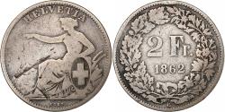 World Coins - Switzerland, 2 Francs, 1862, Bern, Silver,