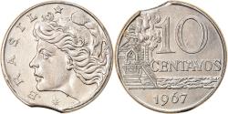 World Coins - Coin, Brazil, 10 Centavos, 1967, error clipped planchet,