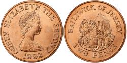 World Coins - Jersey, Elizabeth II, 2 Pence, 1992, Copper Plated Steel,