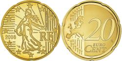 World Coins - France, 20 Euro Cent, 2008, Paris, Proof / BE, , Brass, KM:1411