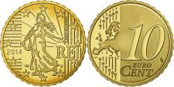 World Coins - France, 10 Euro Cent, 2014, Brass,