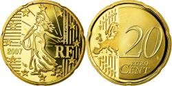 World Coins - France, 20 Euro Cent, 2007, BE, , Brass, KM:1411