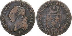 World Coins - France, Louis XVI, Sol, 1791, Lyon, Copper, , Gadoury:350