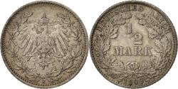 World Coins - Coin, GERMANY - EMPIRE, 1/2 Mark, 1909, Muldenhütten, , Silver, KM:17