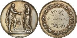 World Coins - France, Medal, Noces, Mariage, Religion, Religions & beliefs, 1907, Montagny