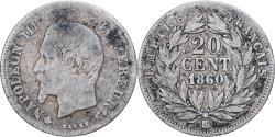 World Coins - France, 20 Centimes, Napoléon III, 1860, Strasbourg, Silver, , KM:778.2