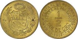 World Coins - Coin, Peru, 1/2 Sol, 1957