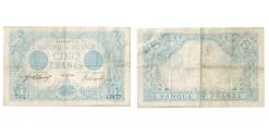 World Coins - France, 5 Francs, Bleu, 1915, J.917, VF(30-35), Fayette:2.34, KM:70