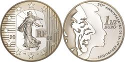 World Coins - France, 1-1/2 Euro, 50e Anniversaire de la Vè République, 2008, Paris, Silver