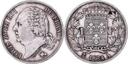 World Coins - France, Louis XVIII, Franc, 1824, Paris, Silver, , Gadoury:449