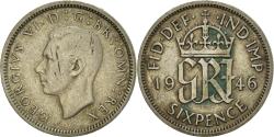 World Coins - Coin, Great Britain, George VI, 6 Pence, 1946, , Silver, KM:852