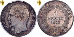 World Coins - France, Napoleon III, 1 Franc, 1853, Paris, Pattern, Silver, PCGS,