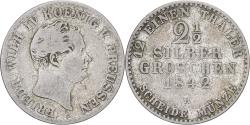 World Coins - Prussia, Friedrich Wilhelm IV, 2-1/2 Silber Groschen, 1842, Berlin, Silver