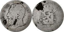 World Coins - Belgium, Franc, Leopold II, French Legend, Silver,