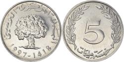 World Coins - Coin, Tunisia, 5 Millim, 1997/AH1418, , Aluminum, KM:348