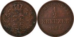 World Coins - German States, WURTTEMBERG, Karl, 1/2 Kreuzer, 1866, Copper,