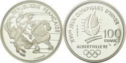 World Coins - Coin, France, Hockey players, 100 Francs, 1991, BE, , Silver, KM:993