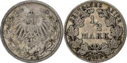World Coins - GERMANY - EMPIRE, 1/2 Mark, 1906, Berlin, Silver, , KM:17