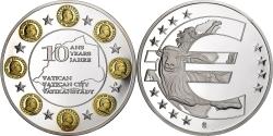 World Coins - France, Medal, 10 ans de l'Euro, Vatican, 2012, Copper Plated Silver,