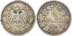 World Coins - Coin, GERMANY - EMPIRE, 1/2 Mark, 1908, Karlsruhe, , Silver, KM:17