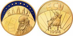 World Coins - Greece, Medal, Ecu Europa, 1994, Copper Gilt,