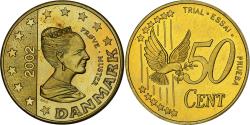 World Coins - Denmark, 50 Euro Cent, Fantasy euro patterns, Essai-Trial, Proof, 2002, Brass