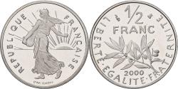 World Coins - France, 1/2 Franc, Semeuse, 2000, Paris, Série BE / Proof, Nickel,