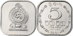 World Coins - Sri Lanka, 5 Cents, 1991, Aluminum, , KM:139a